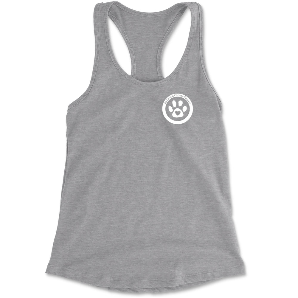 TLC To Love a Canine Dog Rescue White Racerback Tank Top for Women Heather Grey