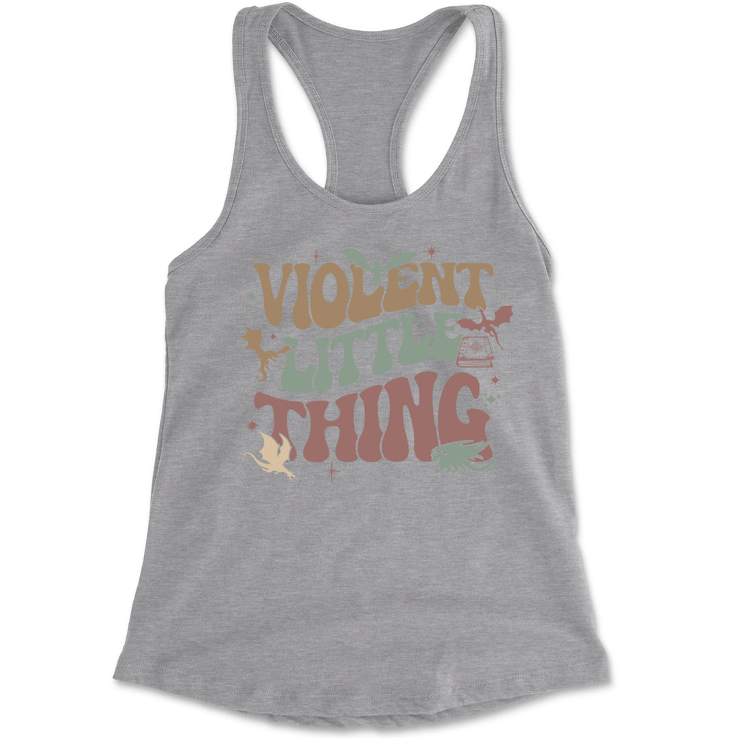 Violent Little Thing Dragon Racerback Tank Top for Women Heather Grey