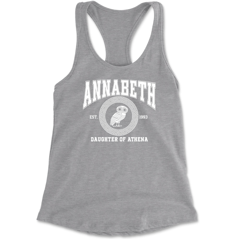Annabeth Daughter of Athena Owl Wisdom Racerback Tank Top for Women Heather Grey