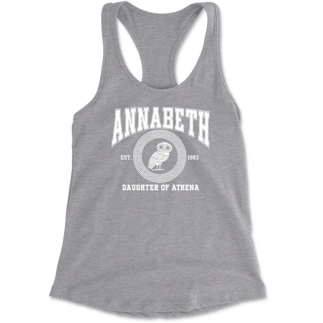 Annabeth Daughter of Athena Owl Wisdom Racerback Tank Top for Women Heather Grey