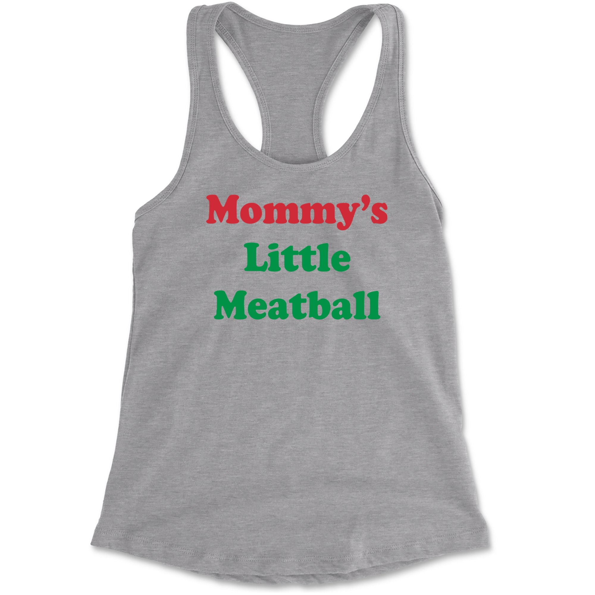 Mommy's Little Meatball Love Island Racerback Tank Top for Women Heather Grey