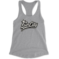 Sin City Vegas Retro Vintage Racerback Tank Top for Women Heather Grey