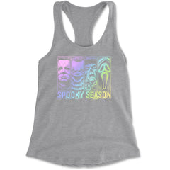 Spooky Season Horror Icons Halloween Racerback Tank Top for Women Heather Grey