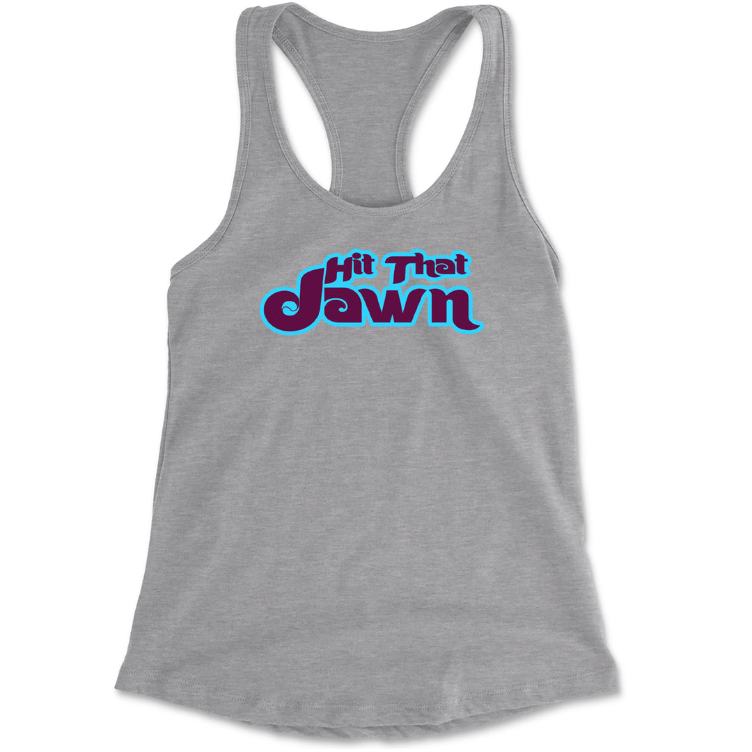 Hit That Jawn Philly Baseball graphic on Women's Lightweight Racerback Tank in Heather Grey