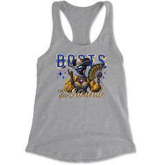 Boots On Da Ground Folding Fan Racerback Tank Top for Women Heather Grey