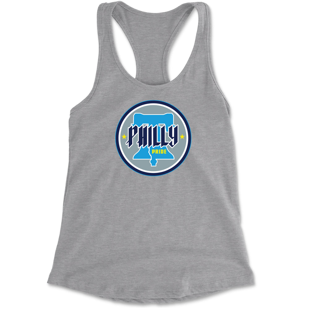 Philly Pride Liberty Bell Racerback Tank Top for Women Heather Grey