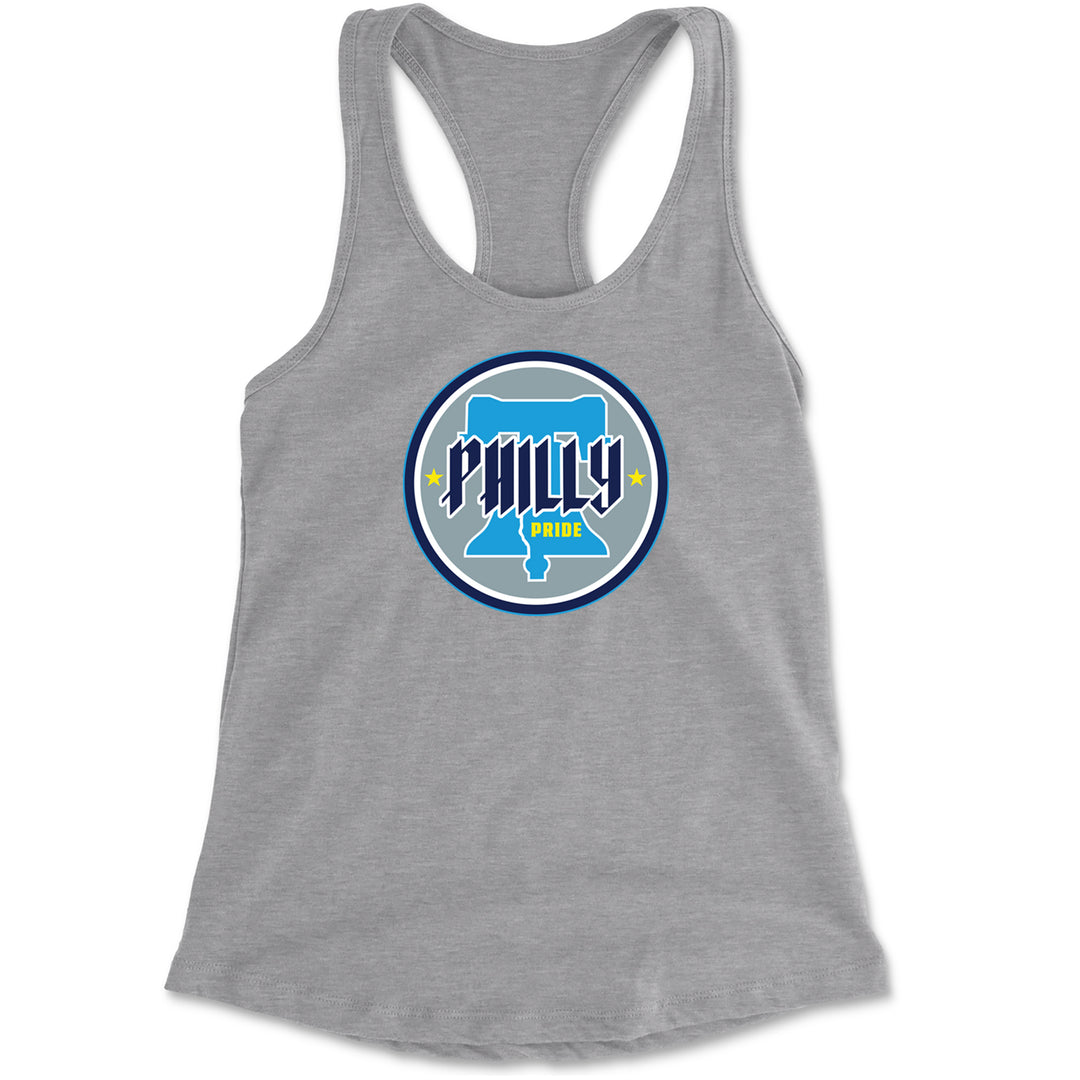 Philly Pride Liberty Bell Racerback Tank Top for Women Heather Grey