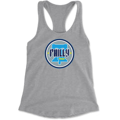 Philly Pride Liberty Bell Racerback Tank Top for Women Heather Grey