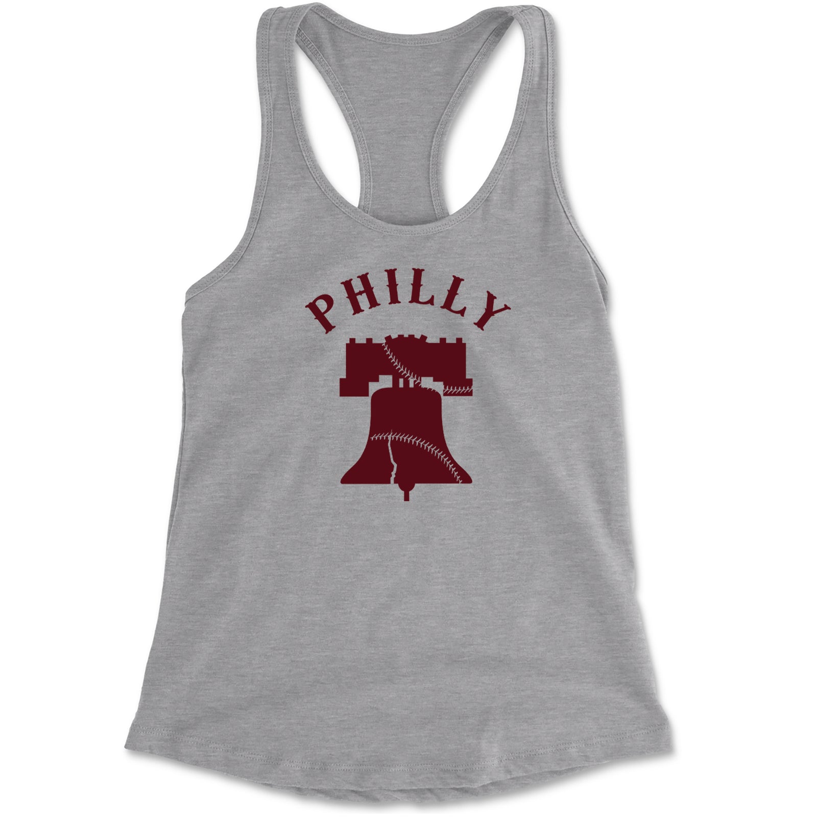 Philly Cracked Liberty Bell Racerback Tank Top for Women Heather Grey