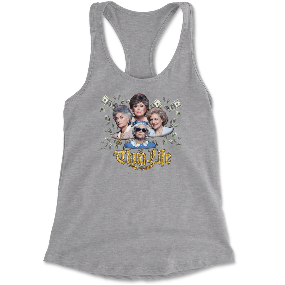 Golden Chain Thug Life Girls Racerback Tank Top for Women Heather Grey
