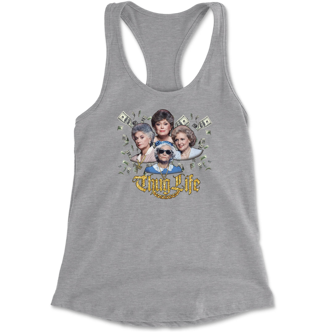 Golden Chain Thug Life Girls Racerback Tank Top for Women Heather Grey