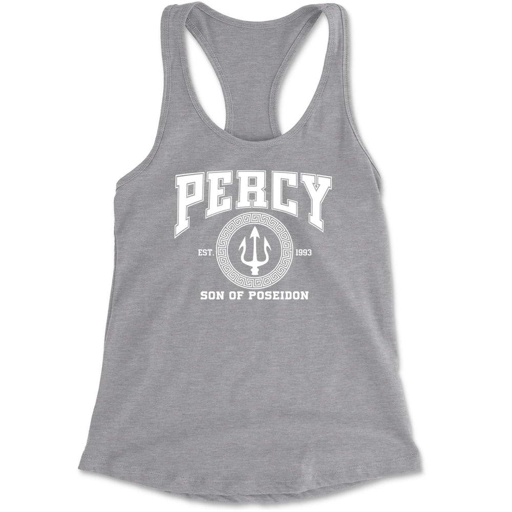 Percy Son Of Poseidon Sea God Racerback Tank Top for Women Heather Grey