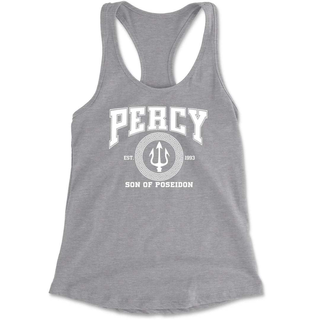 Percy Son Of Poseidon Sea God Racerback Tank Top for Women Heather Grey