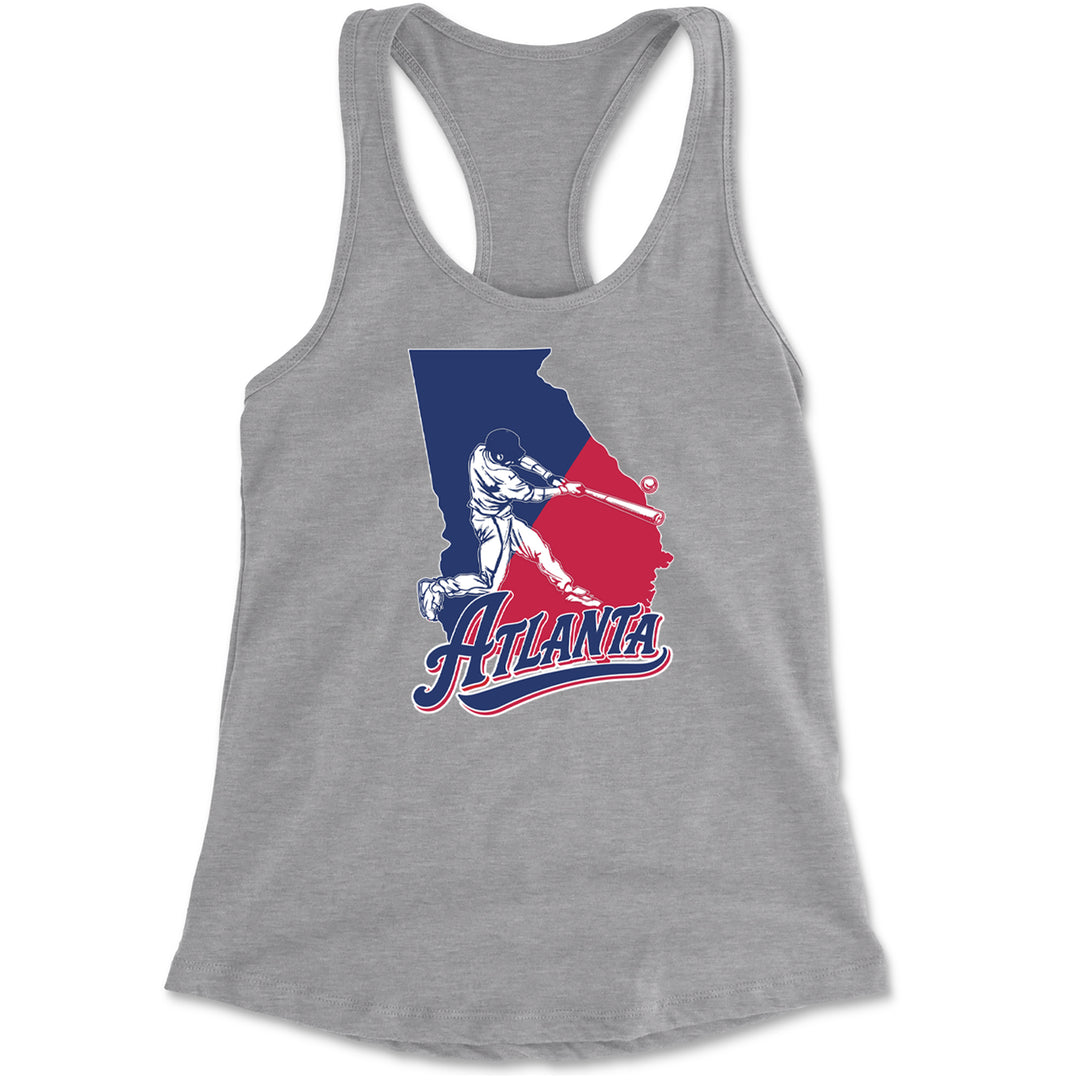 Atlanta Georgia Batter Up Racerback Tank Top for Women Heather Grey