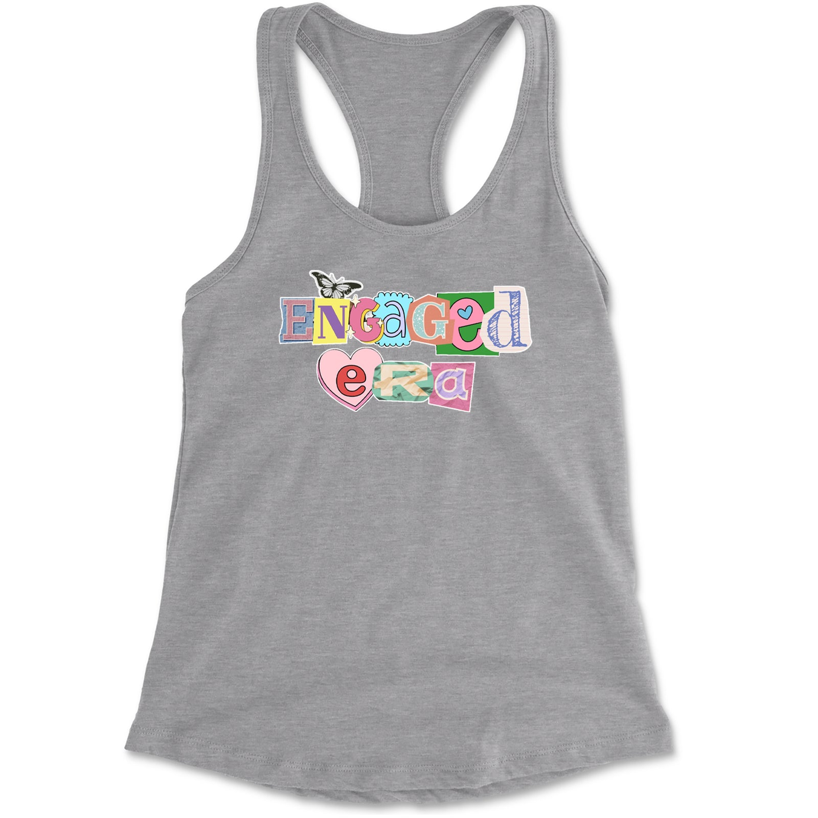 Engaged Era Aesthetic Retro Collage Design Racerback Tank Top for Women Black