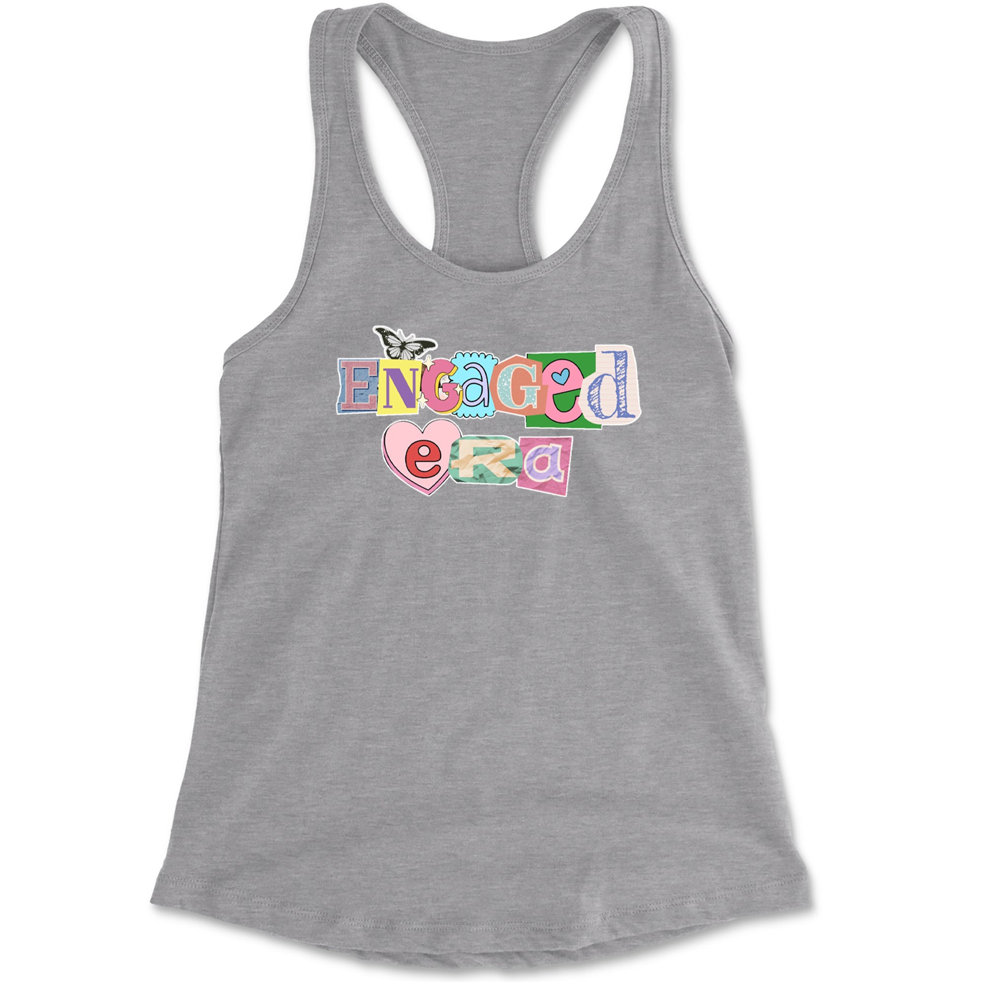 Engaged Era Aesthetic Retro Collage Design Racerback Tank Top for Women Black