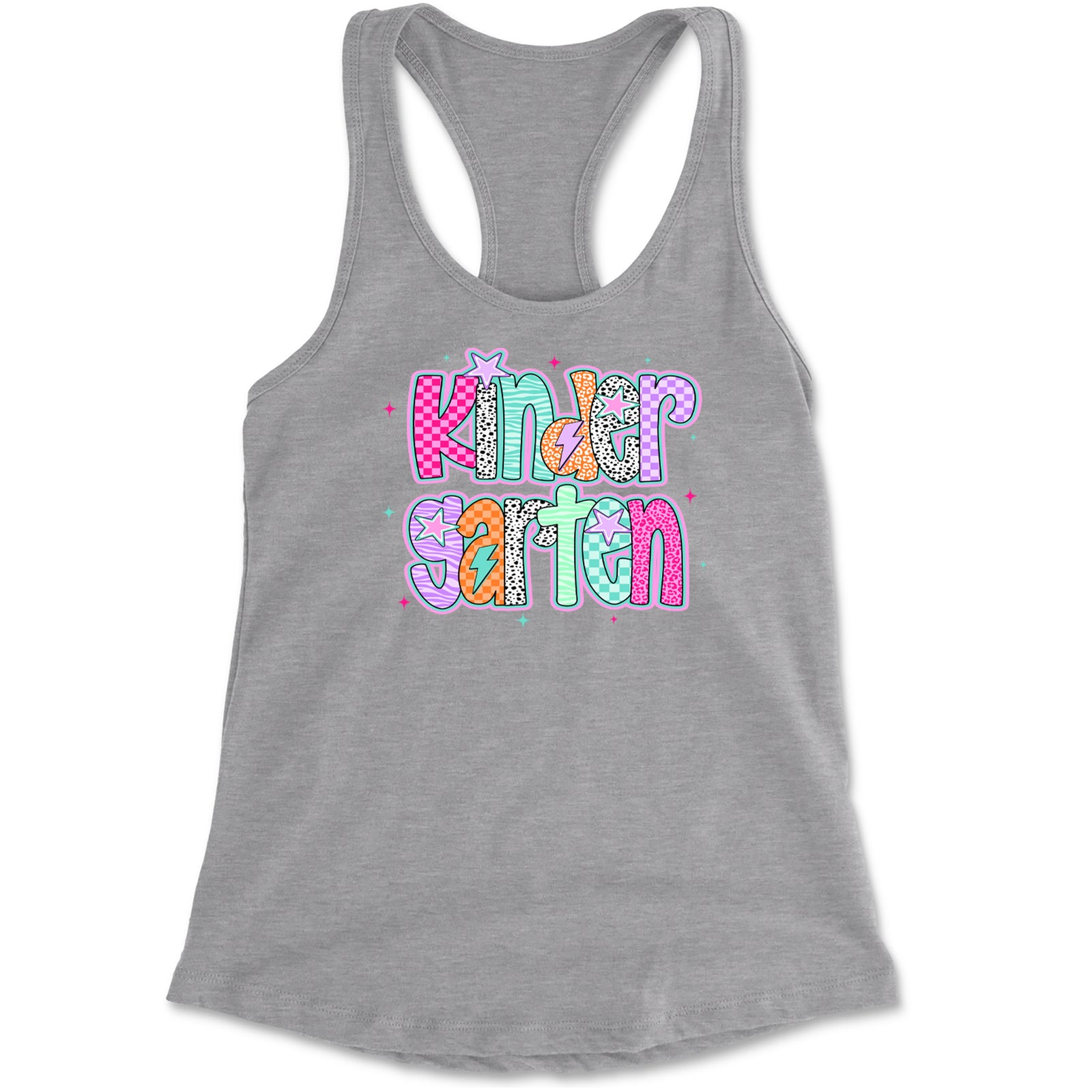 Kindergarten Cutie Colorful Back to School Racerback Tank Top for Women Black