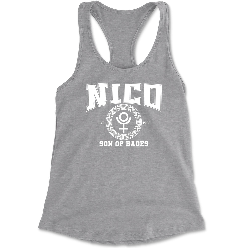 Nico Son of Hades Underworld Crest Racerback Tank Top for Women Heather Grey