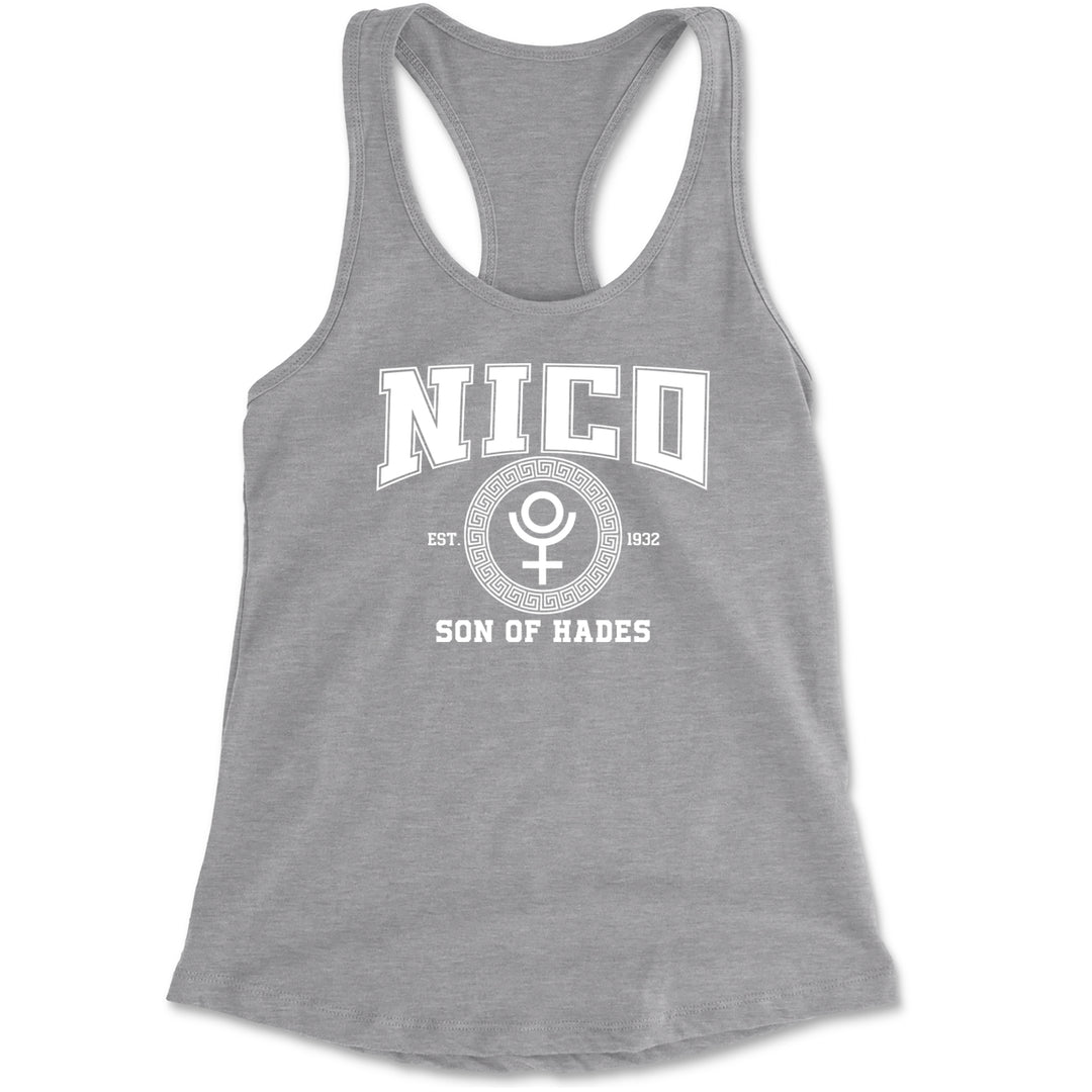 Nico Son of Hades Underworld Crest Racerback Tank Top for Women Heather Grey
