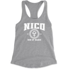 Nico Son of Hades Underworld Crest Racerback Tank Top for Women Heather Grey