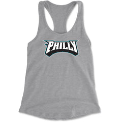 Philly Bold Block Throwback Racerback Tank Top for Women Heather Grey