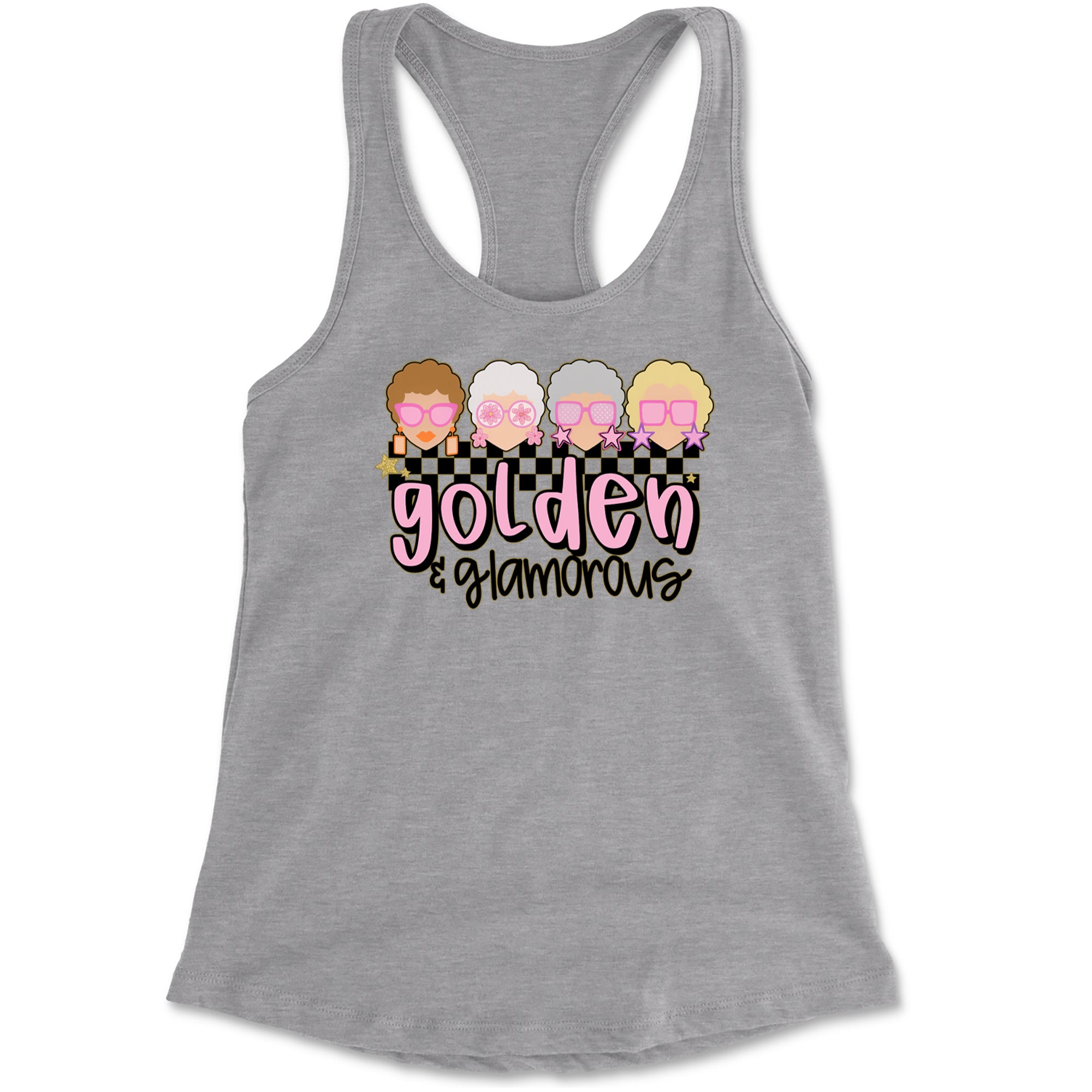 Golden And Glamorous Golden Girls Racerback Tank Top for Women Heather Grey