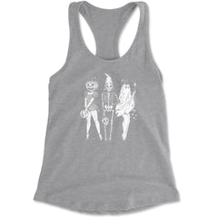 Vintage Spooky Squad Pinup Halloween Design Racerback Tank Top for Women Heather Grey