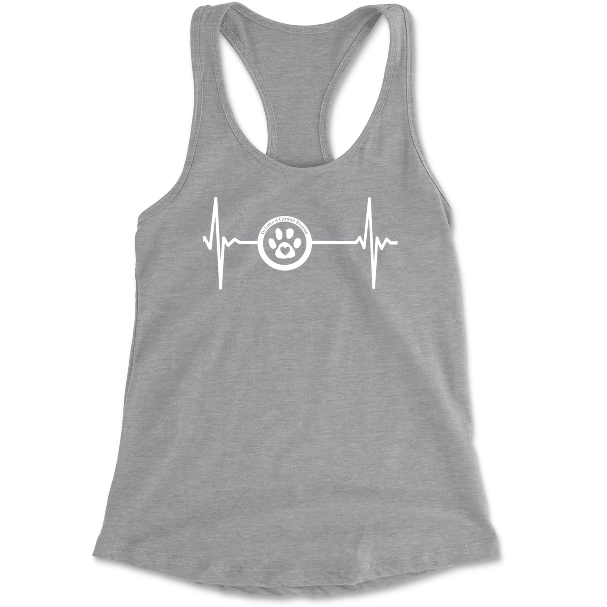TLC Rescue Heartbeat Racerback Tank Top for Women Heather Grey