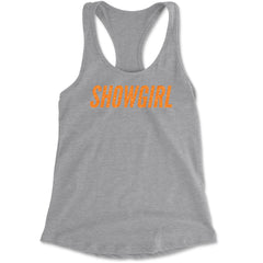 Showgirl Orange Glitter Racerback Tank Top for Women Heather Grey