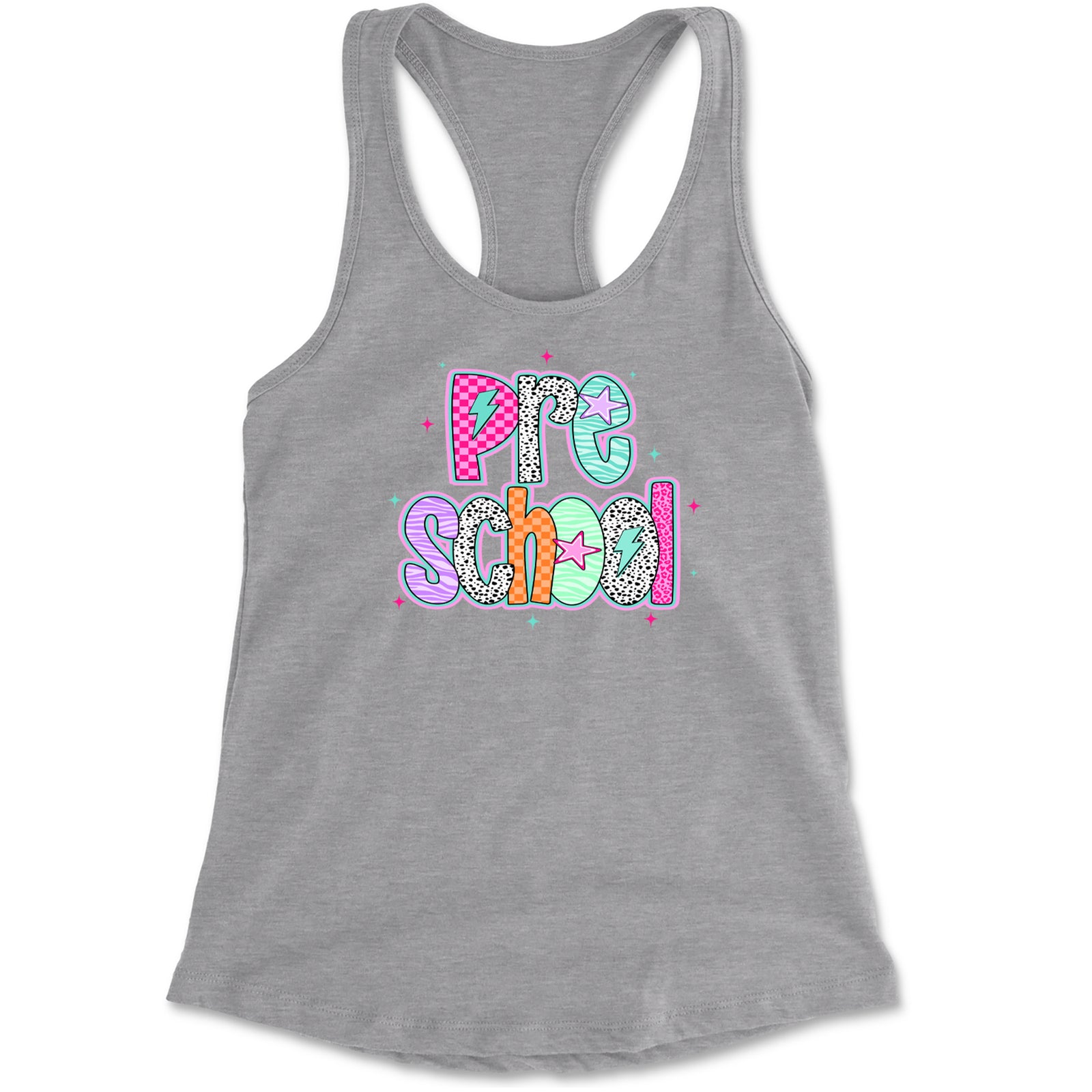 Preschool Power Colorful Back to School Racerback Tank Top for Women Black