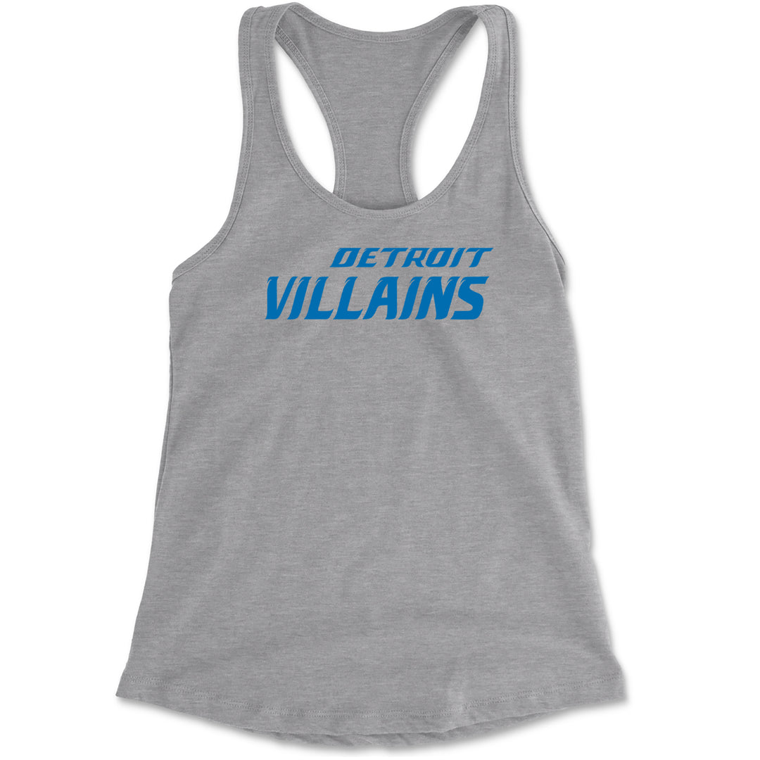 Detroit Villains Grit Football Racerback Tank Top for Women Heather Grey