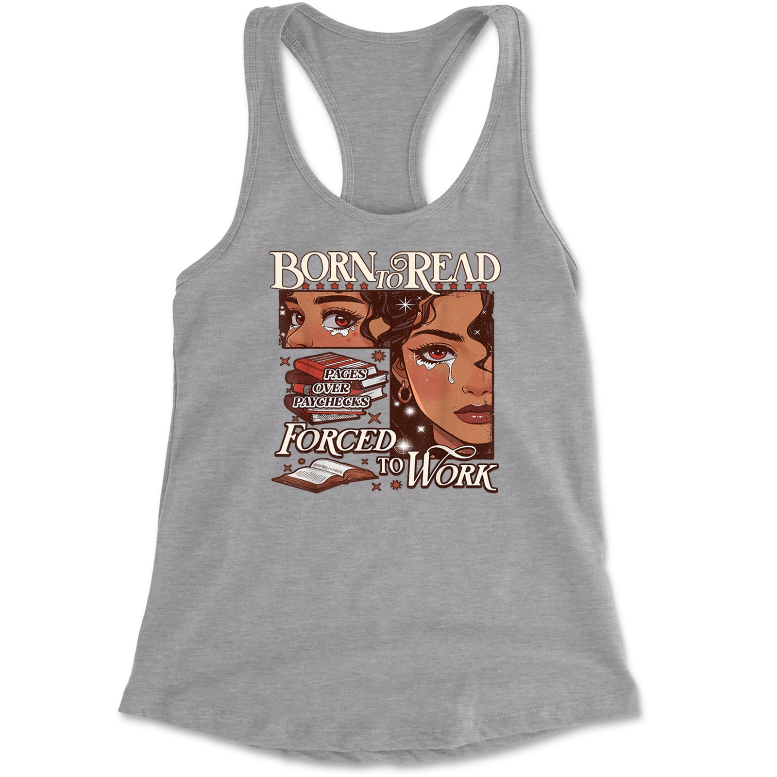Born To Read Pages Over Paychecks Racerback Tank Top for Women Black
