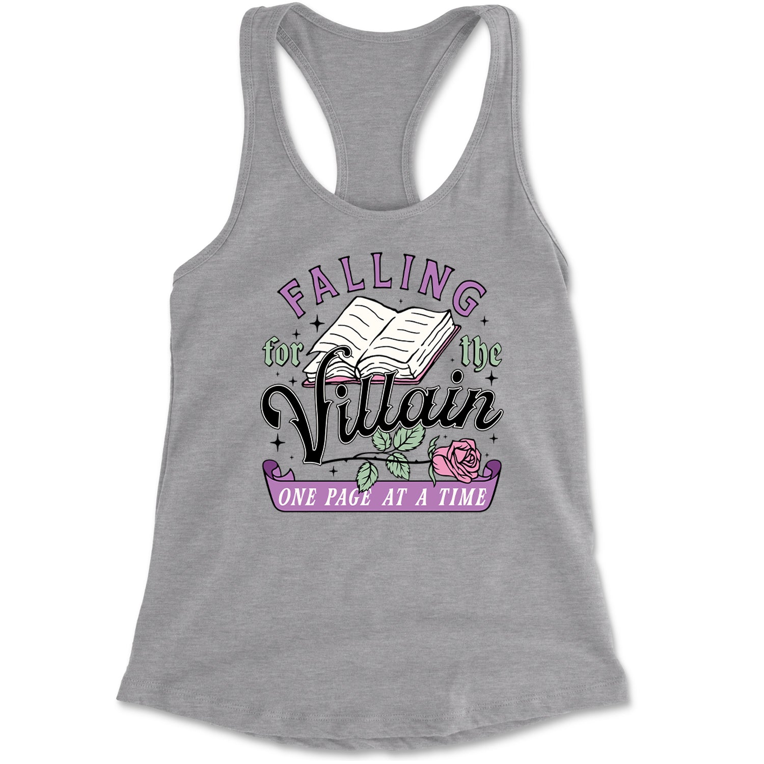 Falling For The Villain One Page At A Time Racerback Tank Top for Women Heather Grey