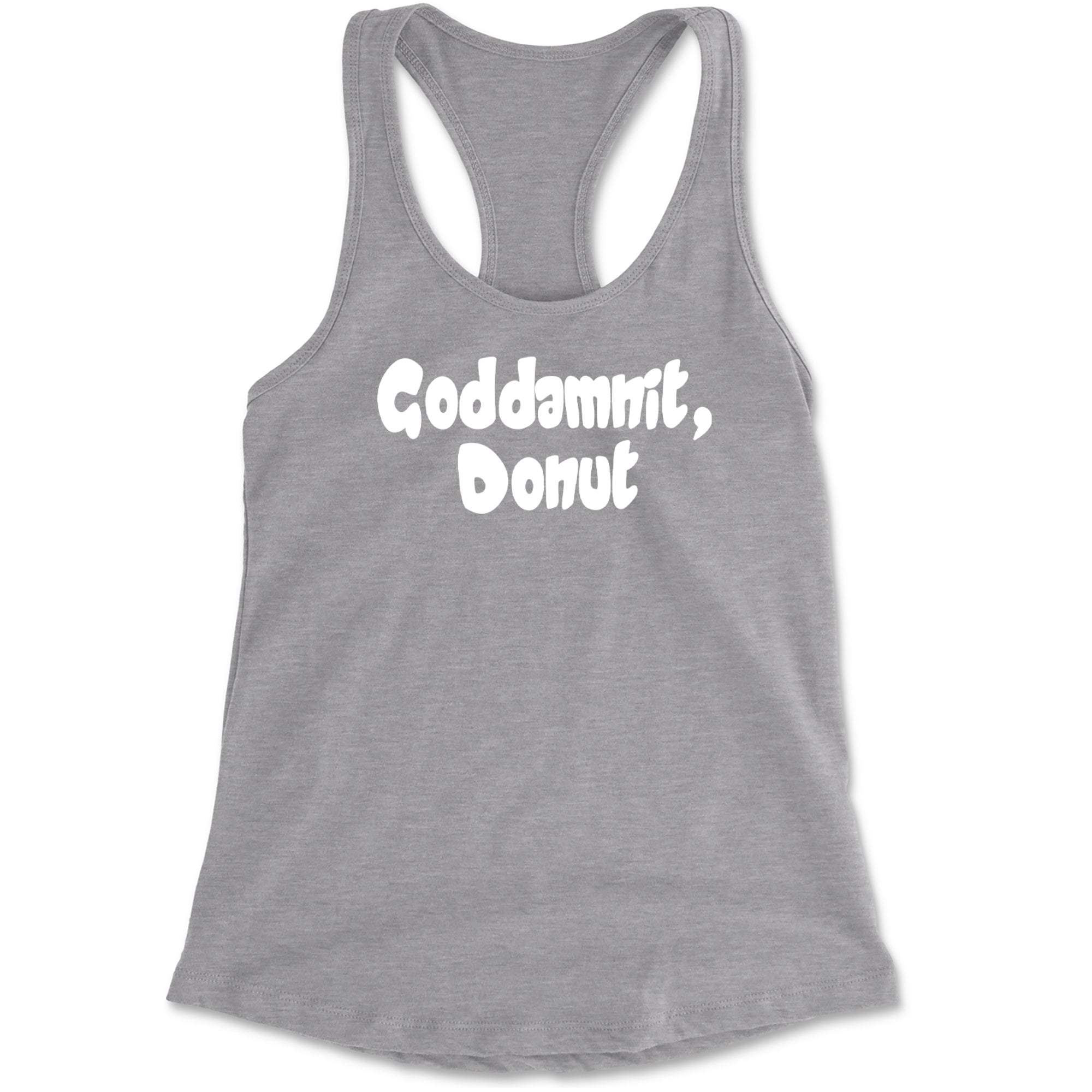 Godd-mnit, Donut Carl Racerback Tank Top for Women Heather Grey