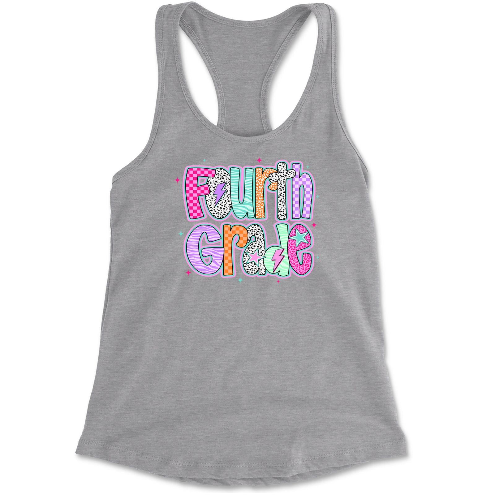 Fourth Grade Fierce Colorful Back to School Racerback Tank Top for Women Black