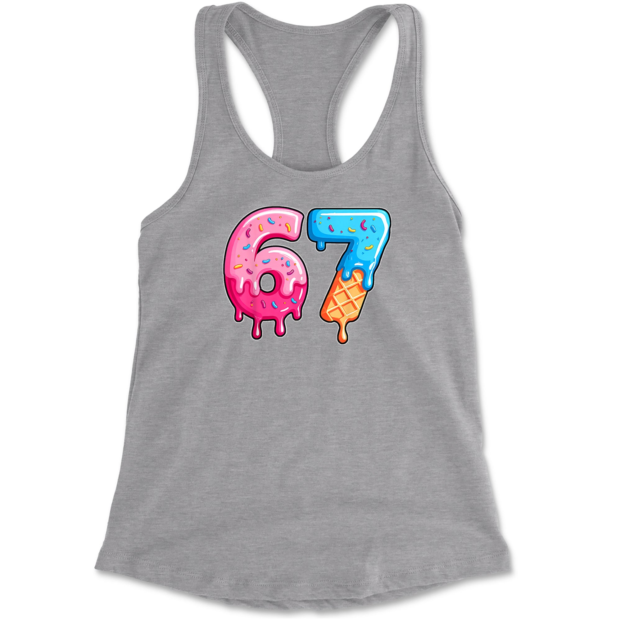 67 Dripping Ice Cream Donut Melt Racerback Tank Top for Women Black