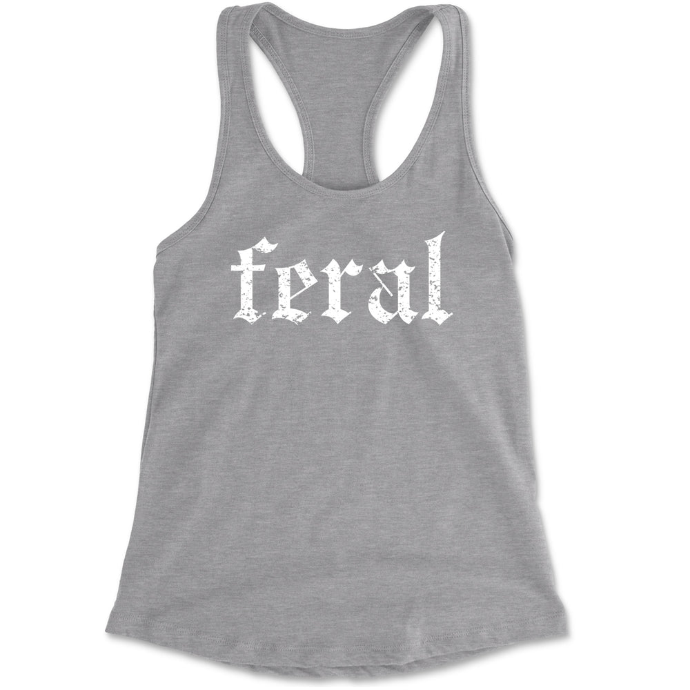 Feral Club Rat Festival Rave EDM Racerback Tank Top for Women Heather Grey