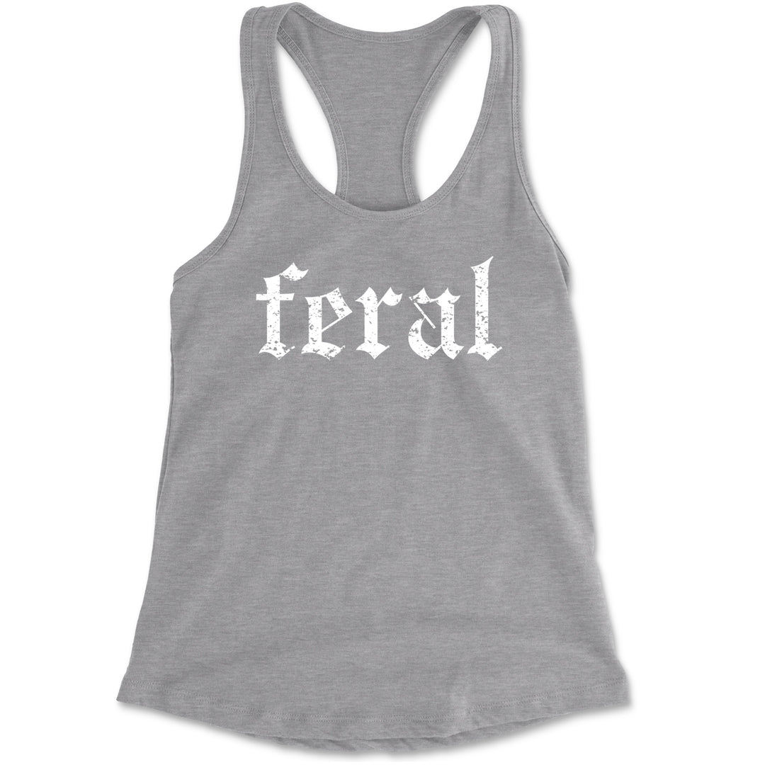 Feral Club Rat Festival Rave EDM Racerback Tank Top for Women Heather Grey