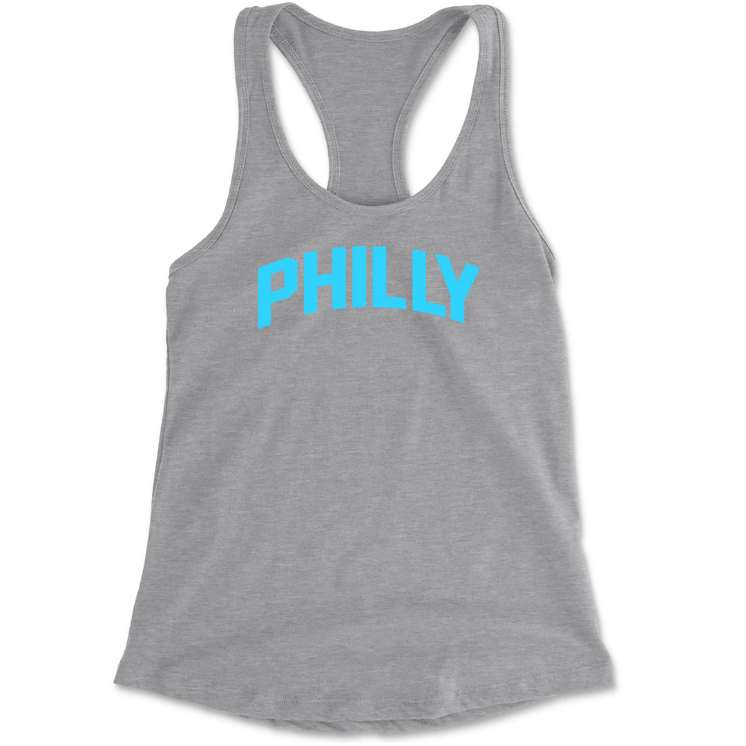 Philly Philadelphia Pride graphic on Women's Lightweight Racerback Tank in Heather Grey