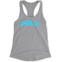 Philly Philadelphia Pride graphic on Women's Lightweight Racerback Tank in Heather Grey