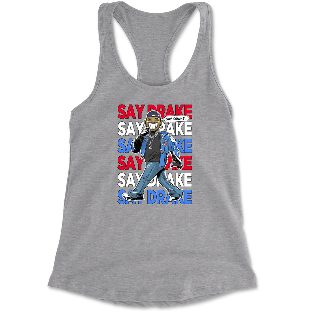 Say Drake Smiling Meme Mustard Racerback Tank Top for Women Heather Grey