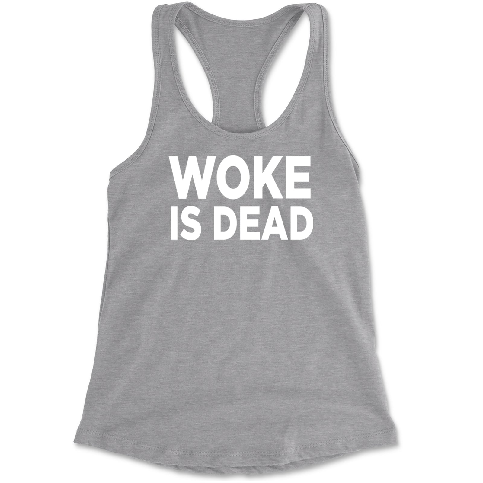 Woke Is Dead Satire Racerback Tank Top for Women Black