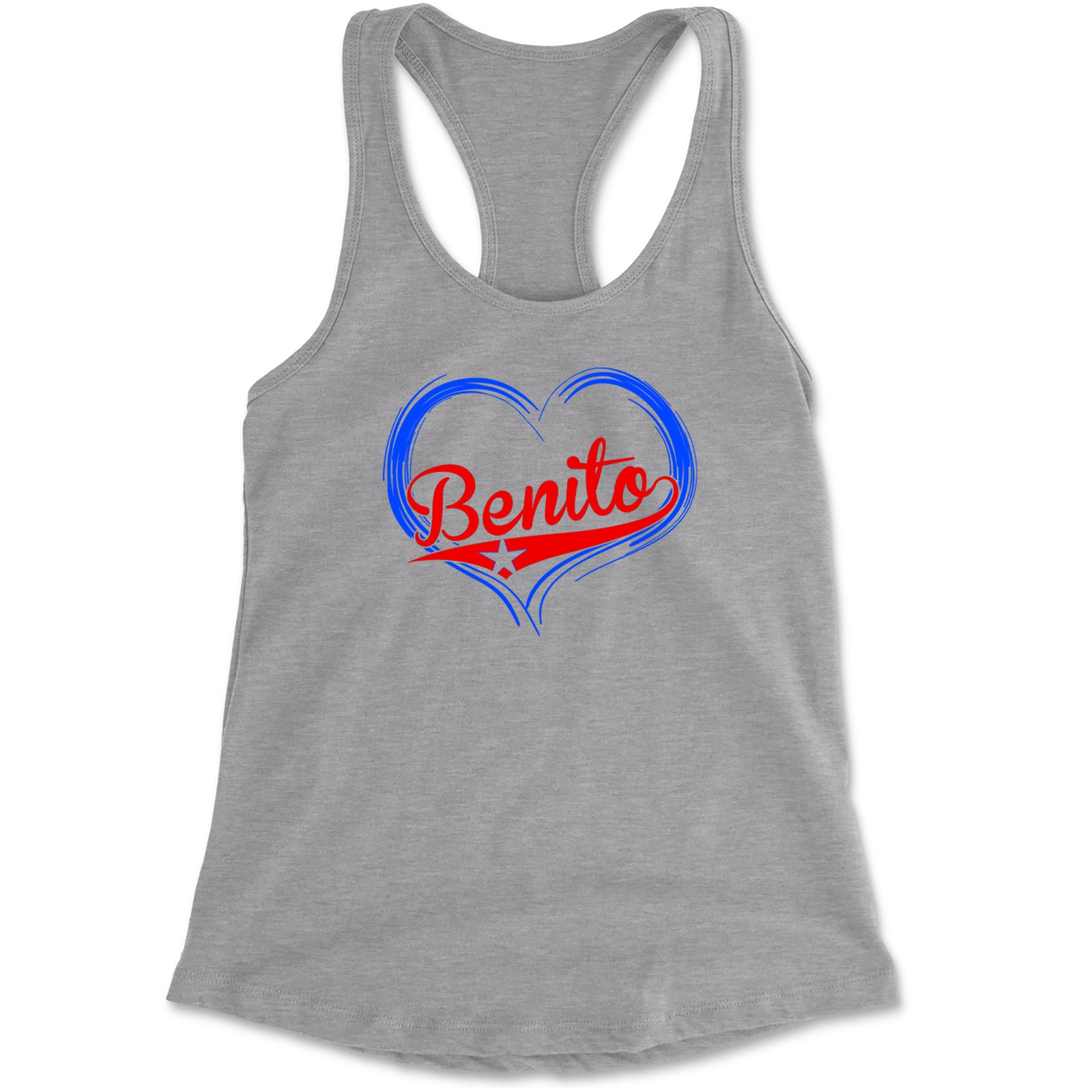 Benito Heart Puerto Rico Racerback Tank Top for Women Heather Grey