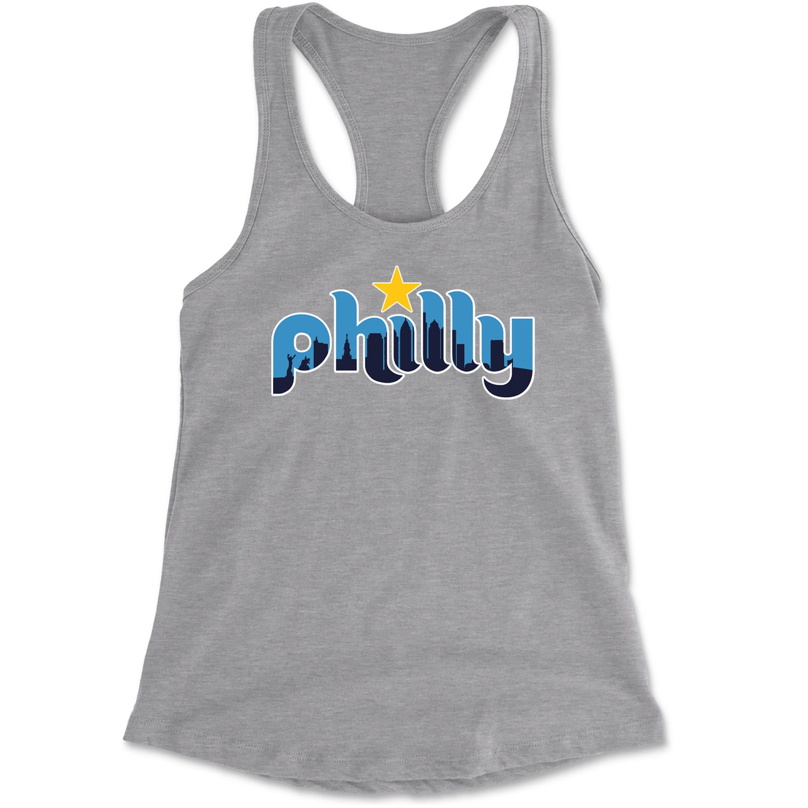 Skyline Philly Philadelphia Racerback Tank Top for Women Heather Grey