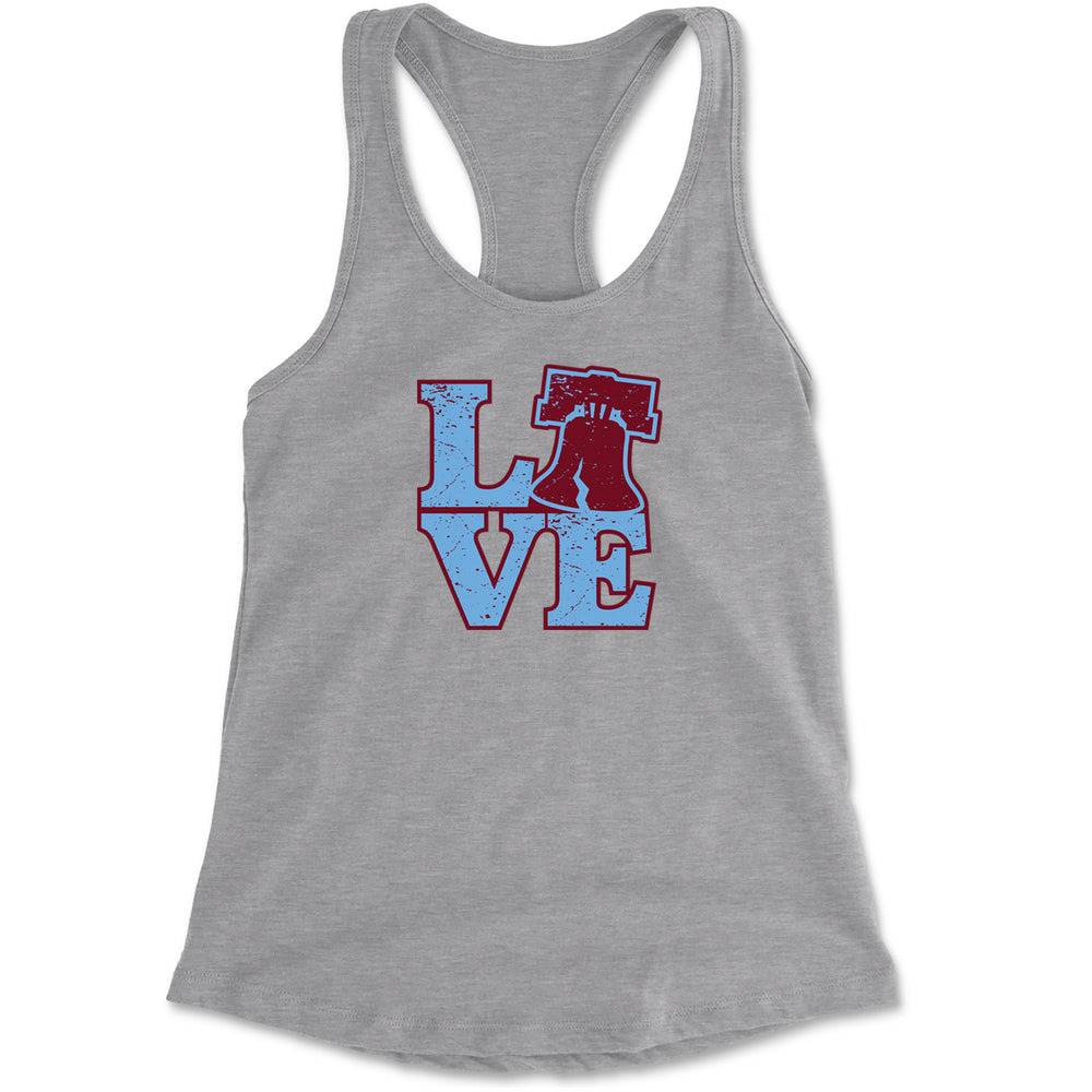 Love Philly Liberty Bell Racerback Tank Top for Women Heather Grey