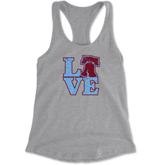 Love Philly Liberty Bell Racerback Tank Top for Women Heather Grey