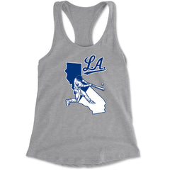 Los Angeles Baseball Batter Up Racerback Tank Top for Women Heather Grey
