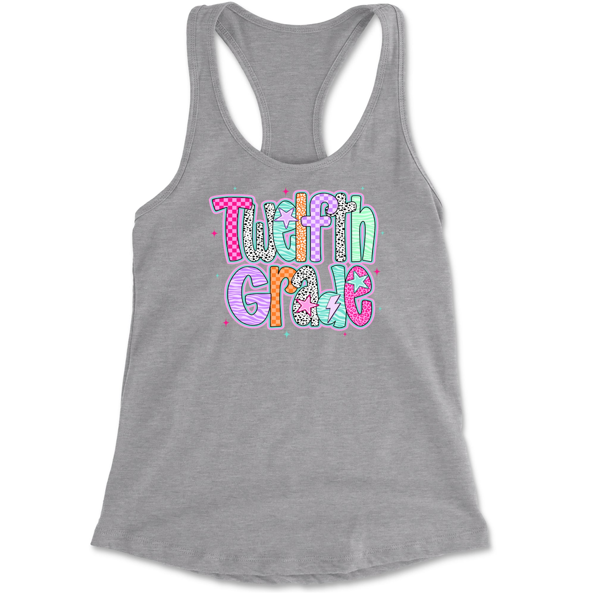 Senior Year Colorful Back to School Racerback Tank Top for Women Heather Grey