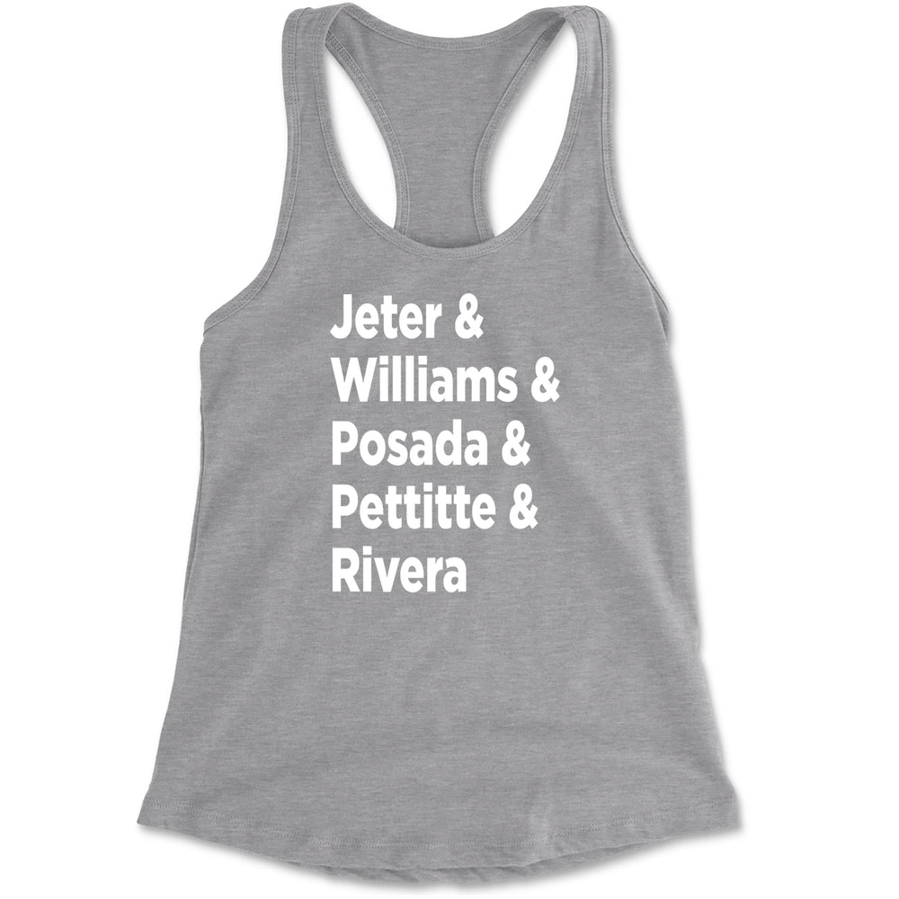 Jeter & Williams & Posada & Pettitte & Rivera Racerback Tank Top for Women Heather Grey