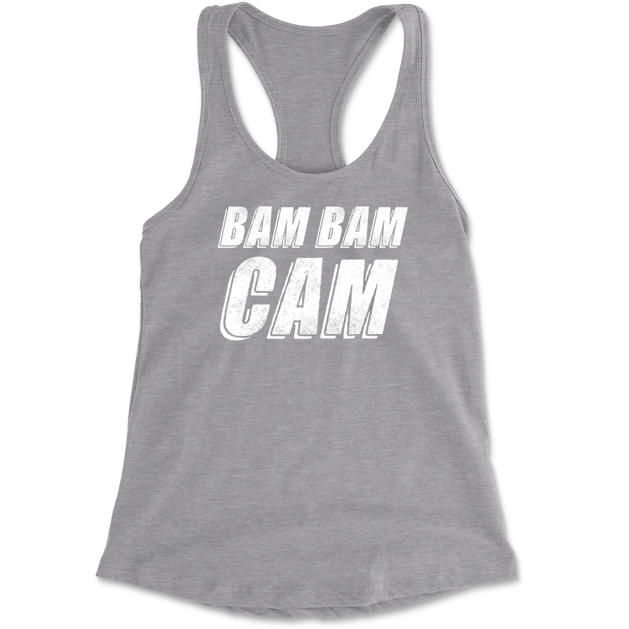 Bam Bam Cam Racerback Tank Top for Women Heather Grey